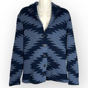 Chaps‎ Blue Southwest Button L Cardigan Sweater Aztec Thick Warm Equestrian